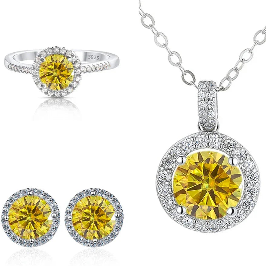 Real Round 6.5mm Moissanite Jewelry Set 925 Sterling Silver - Empire P.E