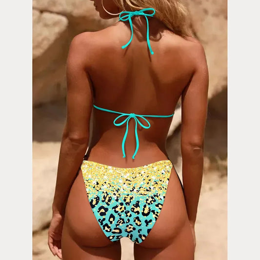 New Women's Leopard Print Color Split Beachwear - Empire P.E