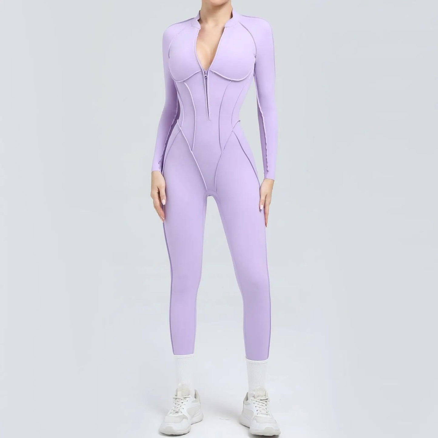 Pad Yoga Jumpsuit Short Sleeve Zipper Sports Wear Gym Fitness - Empire P.E