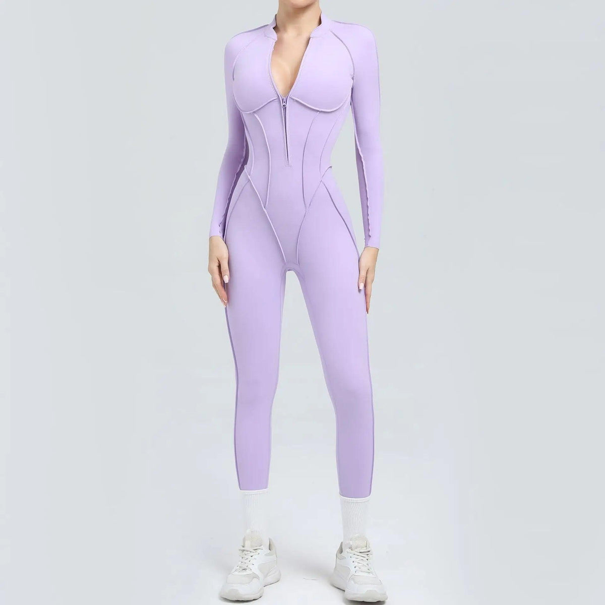 Pad Yoga Jumpsuit Short Sleeve Zipper Sports Wear Gym Fitness - Empire P.E