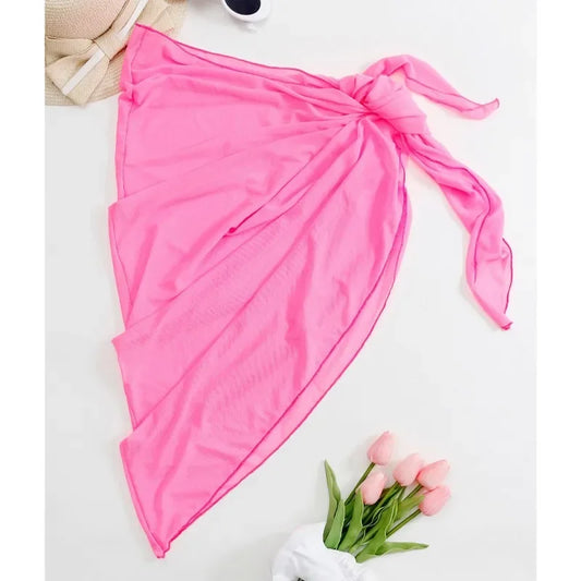 Sheer Wrap Knot Waist Swimsuit Cover Up Skirt