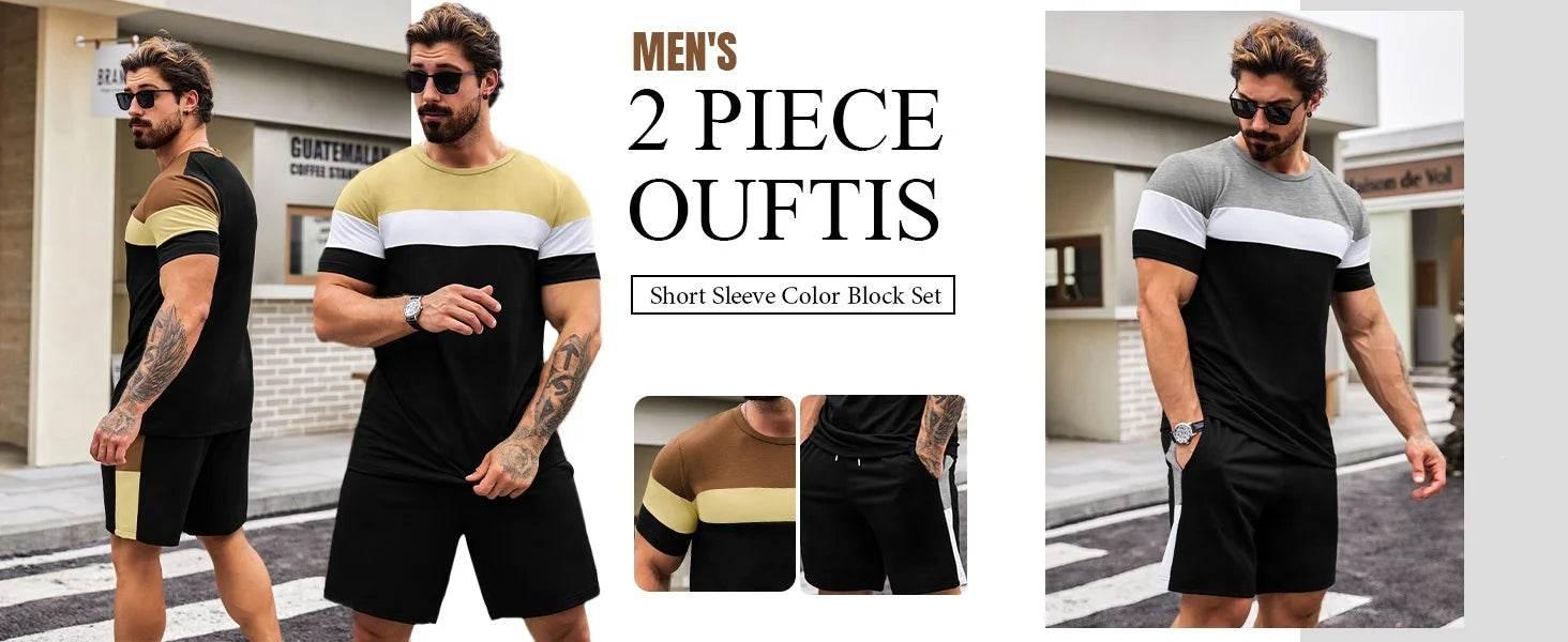 New Men's Short Sleeve Shorts Set Fashion King Printed T-Shirt - Empire P.E