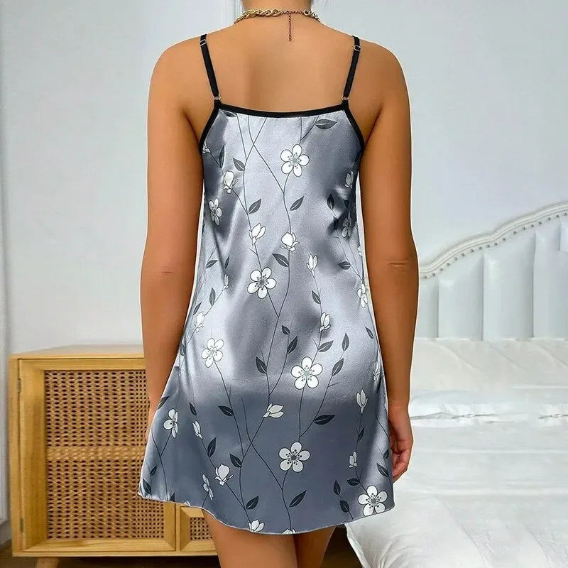 Women's Sleepdress Satin Floral Print Nightdress - Empire P.E