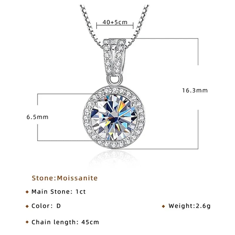 2ct total Moissanite Jewelry Set Sterling Silver 925 Necklace Earrings - Empire P.E