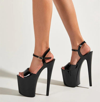 20cm/8Inch Heel Black Sexy Super High Pole Dance High Heels - Empire P.E