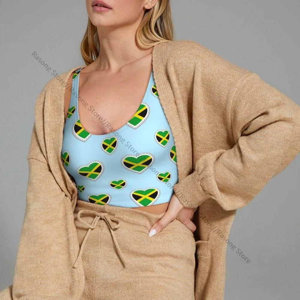 Sports Bra Women Running Yoga Clothes Vest Jamaica Kingdom Flag Gathering Fitness Vest - Empire P.E