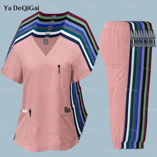 Pink Clinical Uniform Woman Pharmacy Workwear Nurse Uniform Hospital Doctor Oral Dental Surgery Uniforms Medical Scrubs Sets New - Empire P.E