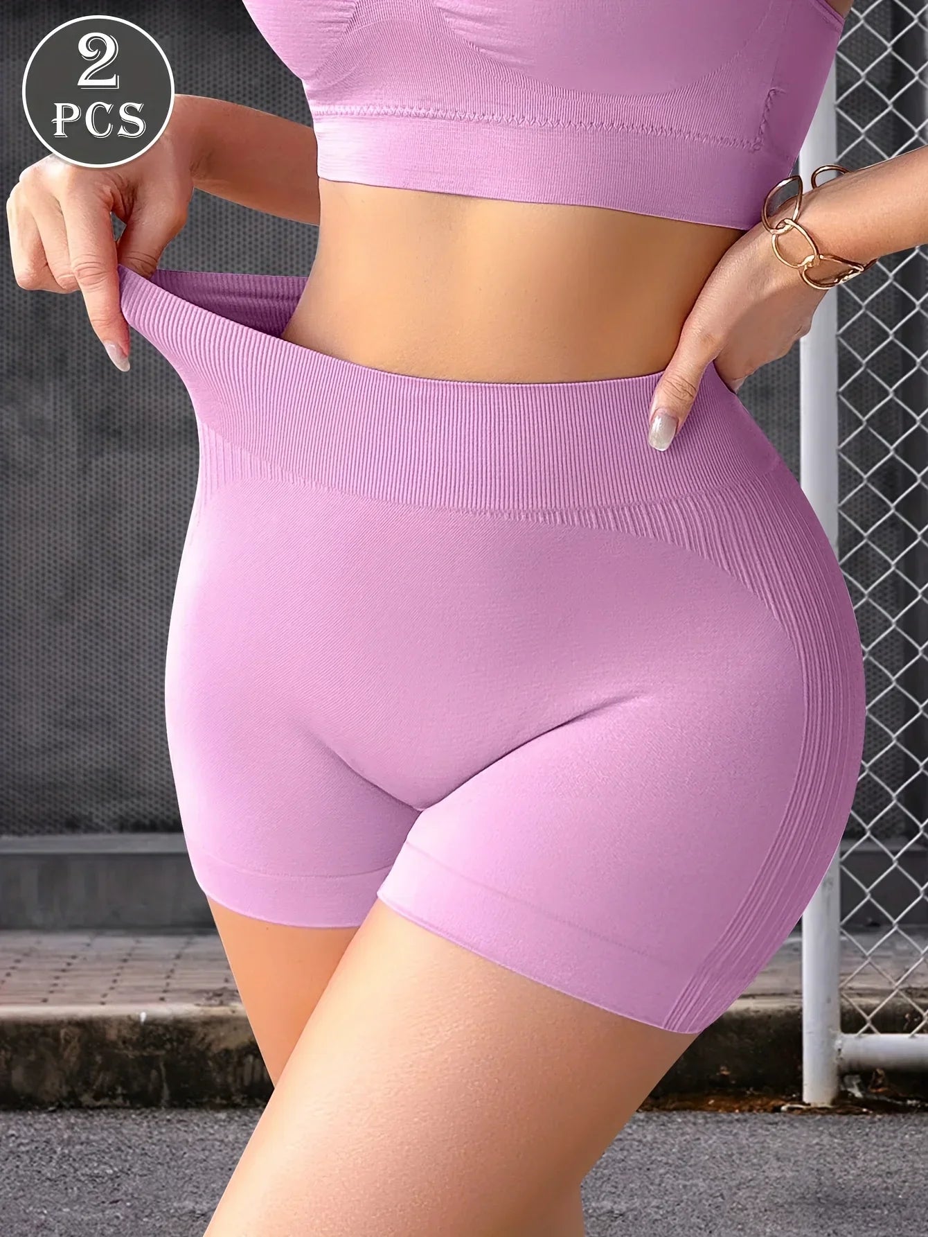 2pcs Seamless High-Waisted Shorts - Empire P.E