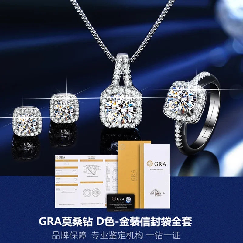 Moissanite Rings For Women Round Cut, Earrings Luxury Copper Trend, Moissanite Necklace Pendant - Empire P.E
