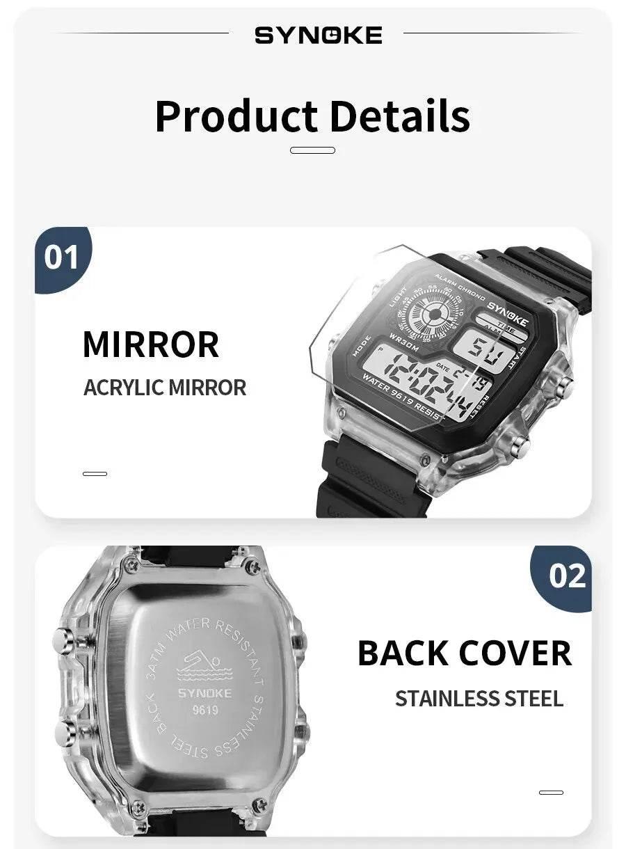 SYNOKE Digital Watches Men Sports Luminous Multifunction Waterproof Women Wristwatch Outdoor and Running Student Seven Lights - Empire P.E