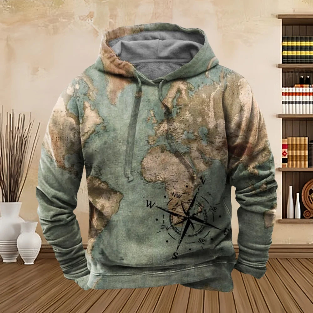 Men's Vintage Compass Graphic Hoodies - Empire P.E