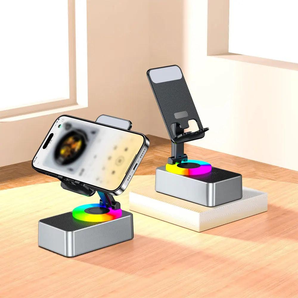 New Cell Phone Holder Stand With Bluetooth Speaker Adjustable Desktop Live Lazy Tablet Bracket Support Portable Wireless Speake - Empire P.E