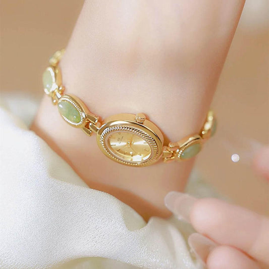 UTHAI Women's Watch Ladies Bracelet Luxury Brand Waterproof Retro Natural Dongling Stone Hotan Jade Advanced Chain Watches Gift - Empire P.E