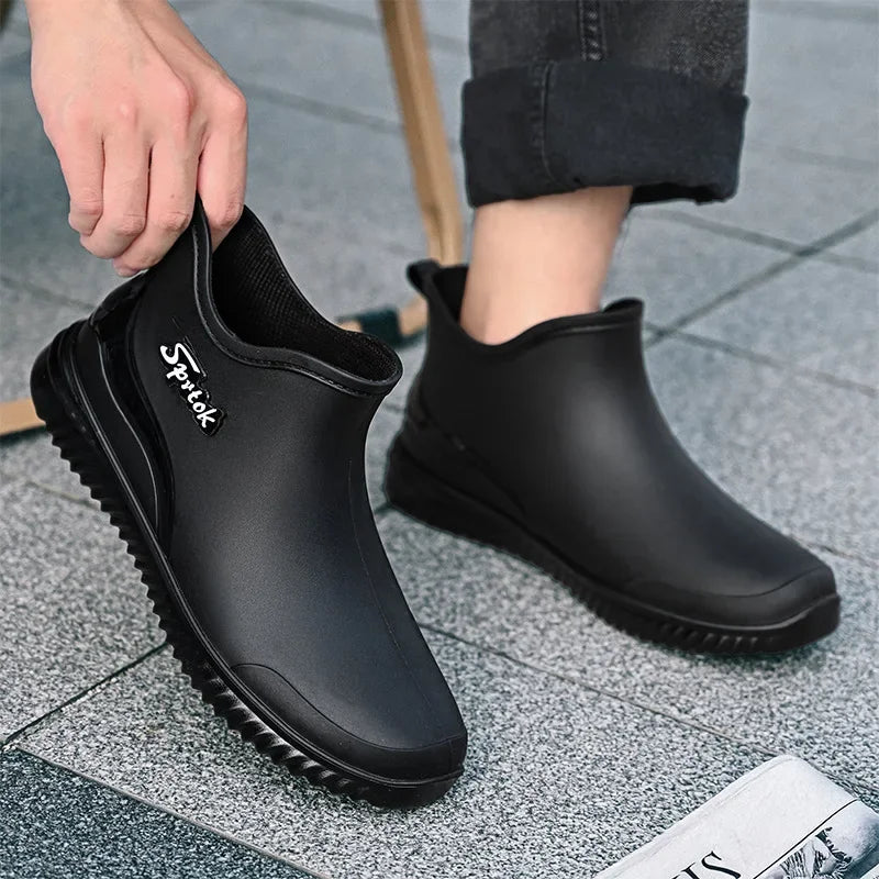 Men's Ankle Rain Boots Slip On Waterproof Shoes - Empire P.E