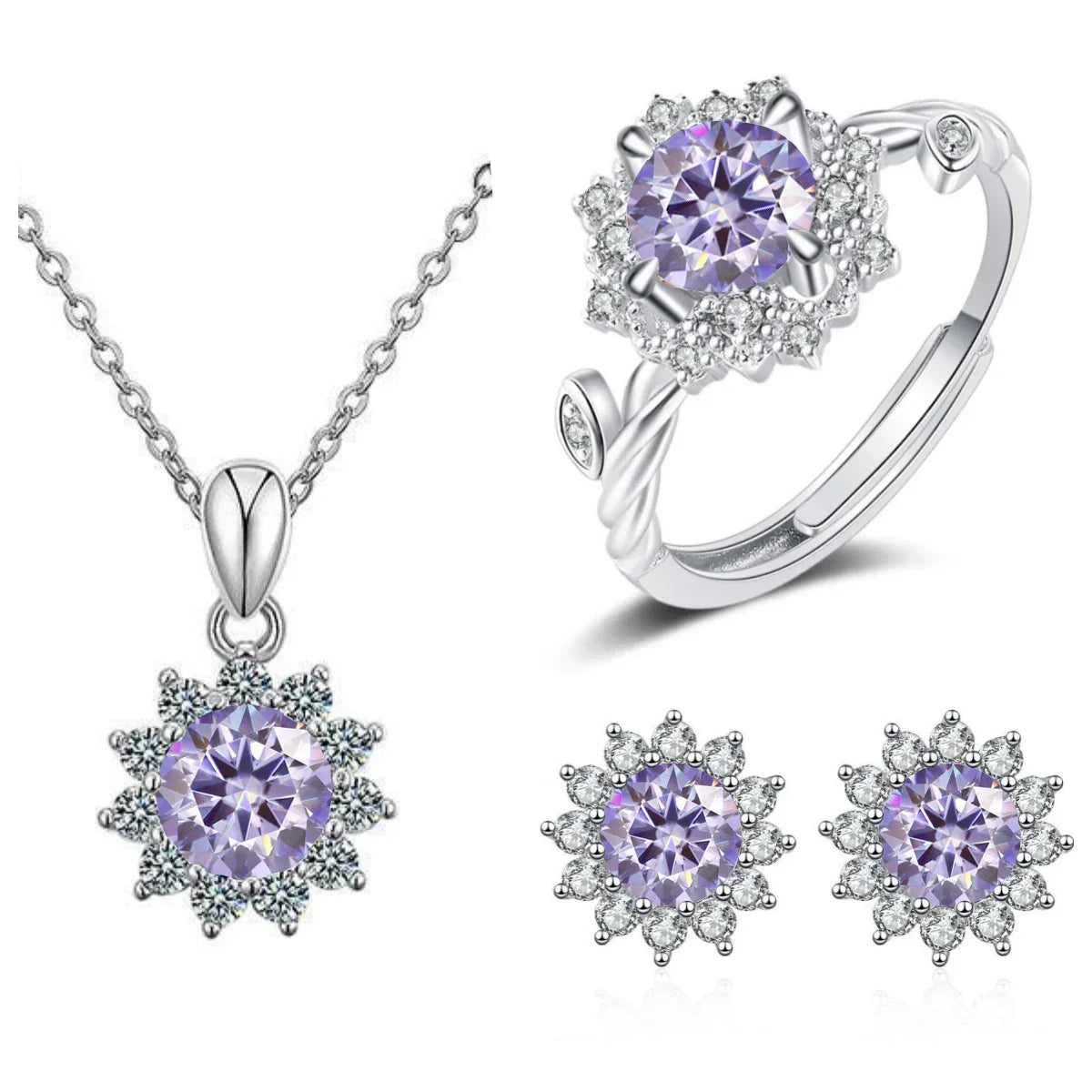 4CTW Moissanite Jewelry Set 925 Sterling Silver - Empire P.E