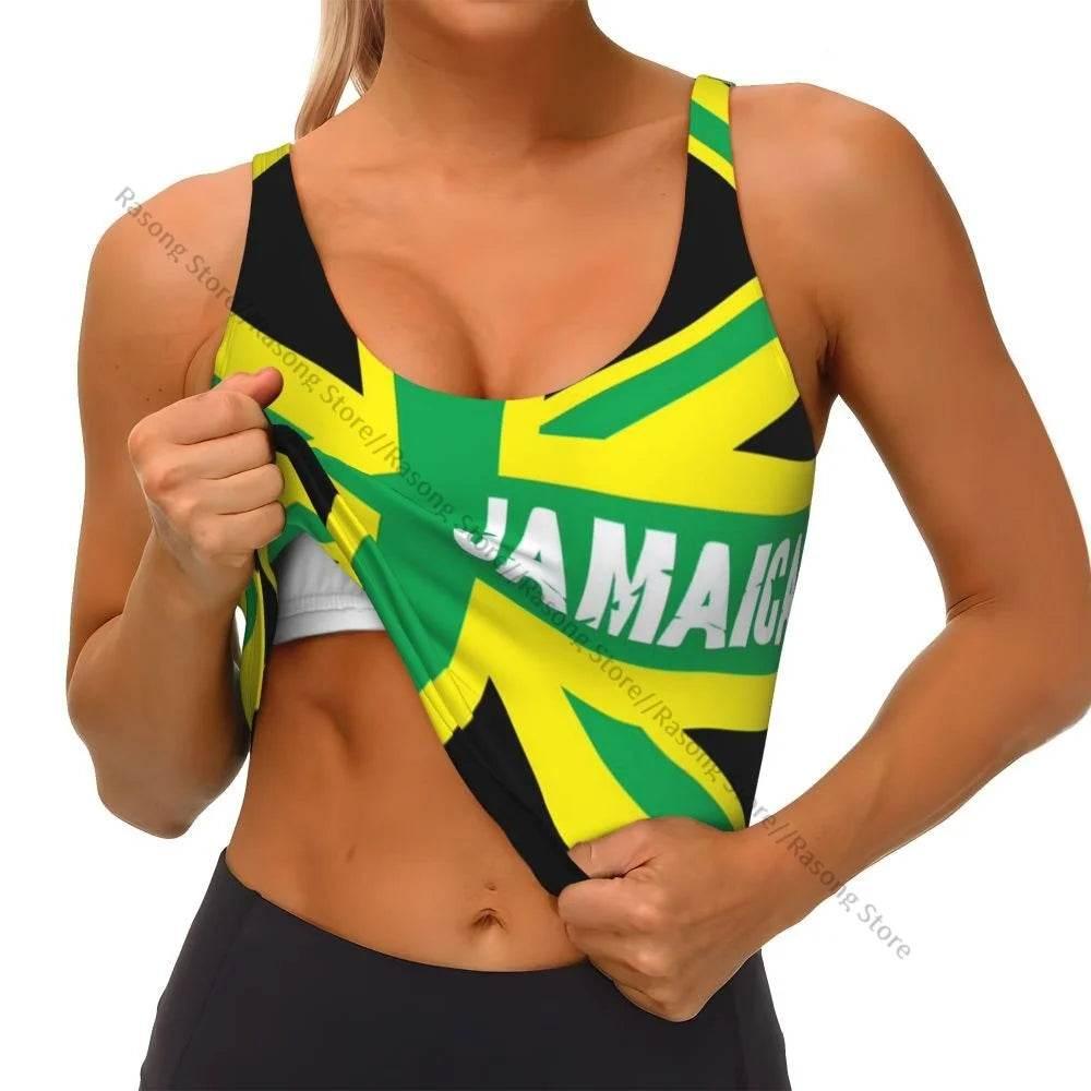 Sports Bra Women Running Yoga Clothes Vest Jamaica Kingdom Flag Gathering Fitness Vest - Empire P.E