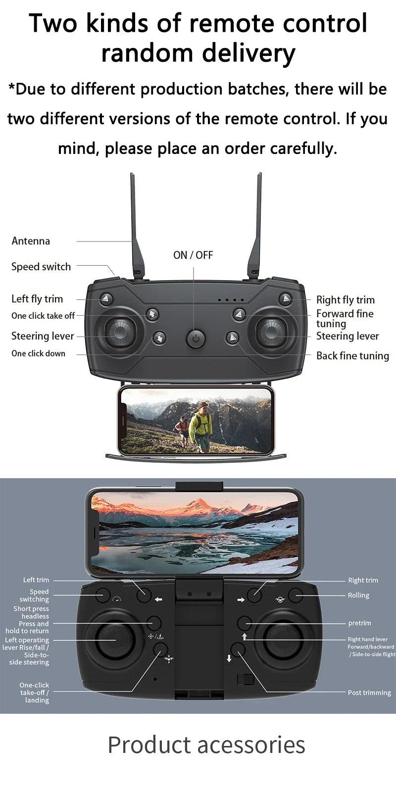 2025 New E88 Pro WIFI FPV Drone Wide Angle HD 4K 1080P Camera Height Hold RC Foldable Quadcopter Dron Helicopter Toys Gift - Empire P.E