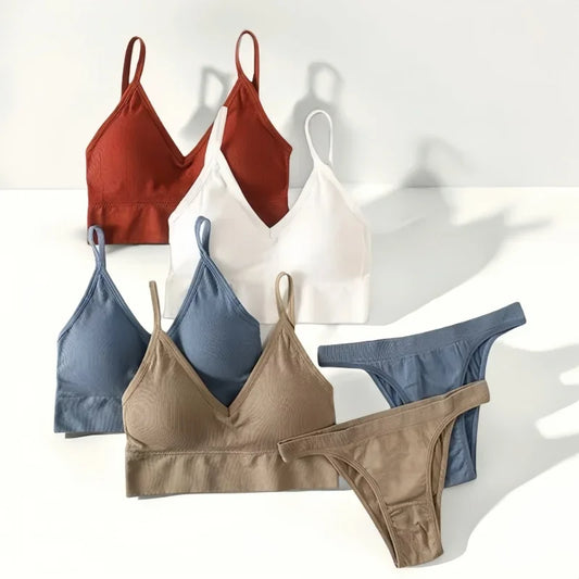 Women Seamless Bra Set Low Rise Brazilian Panties - Empire P.E