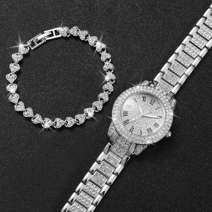 2pcs/set Women Diamond Quartz Watch and Bracelet Set - Empire P.E