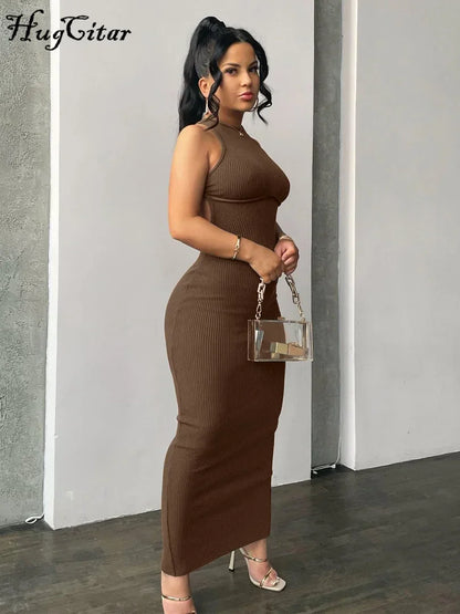 Solid Hollow Out Backless Sleeveless Sexy Slit Mini Dress - Empire P.E