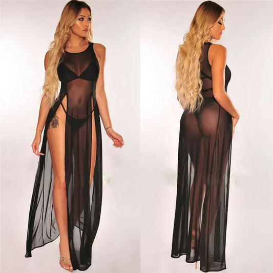 Sexy Womens Mesh Sheer Long Dress Ladies Bikini Cover Up - Empire P.E