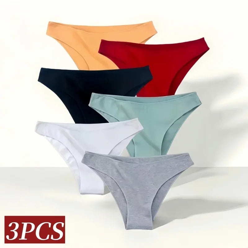 3Pcs/Set Cotton Briefs Low Rise Panties For Women - Empire P.E