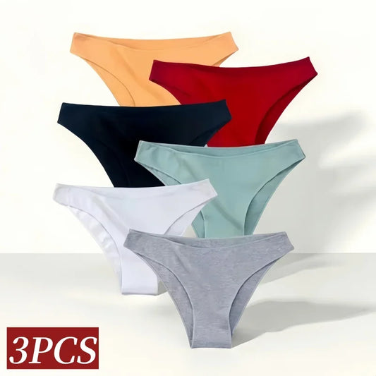 3Pcs/Set Cotton Briefs Low Rise Panties For Women - Empire P.E