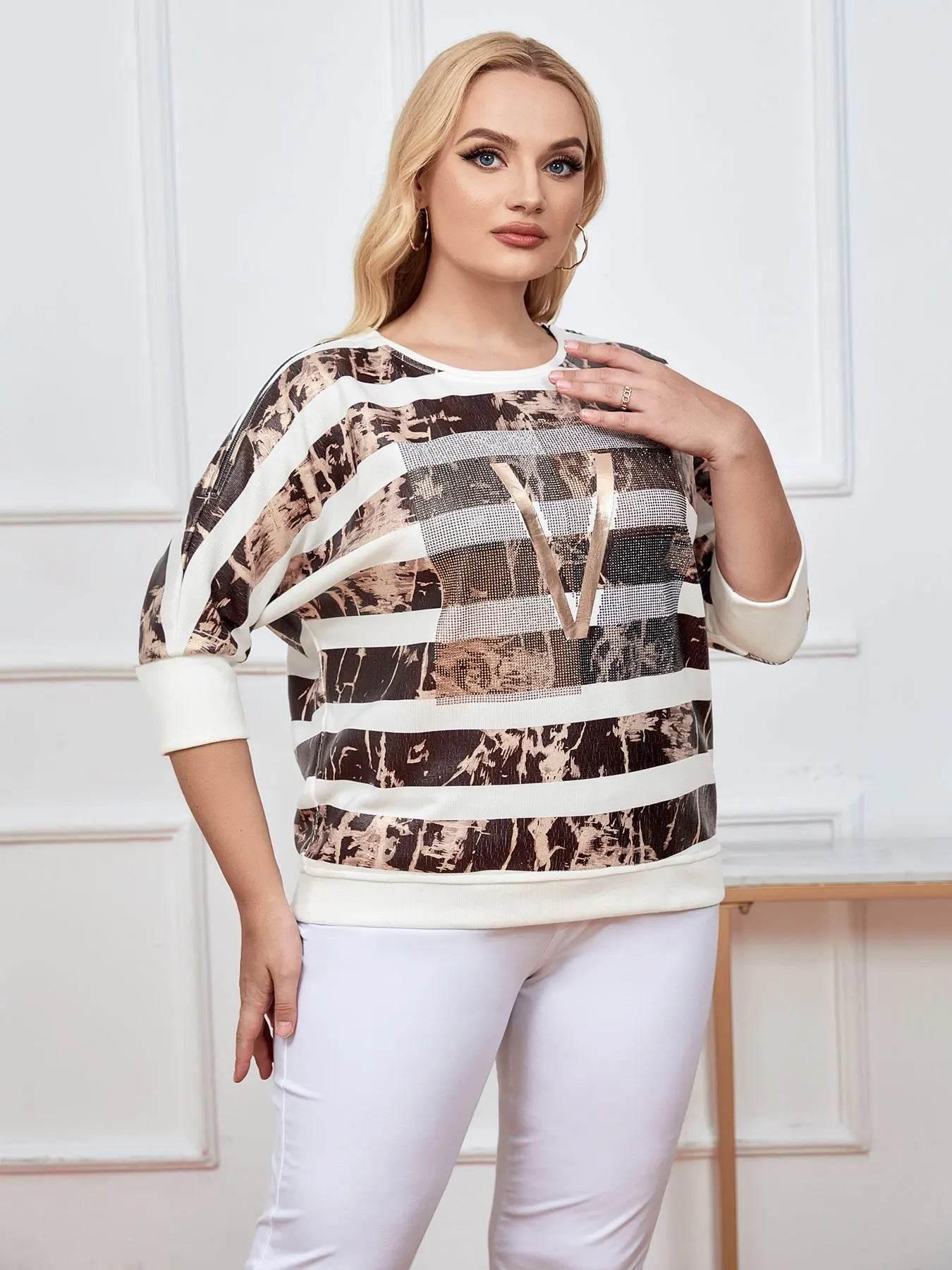 Women's Plus Size Sweater Spring Fashion Elegant Sweater Suitable for Round Women's Cotton Casual Fashion Top - Empire P.E