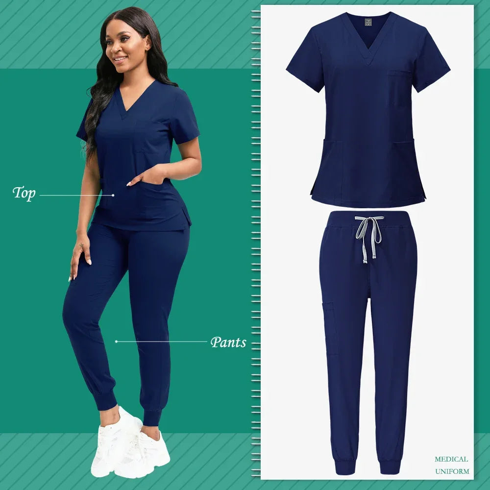 Women's Nursing Scrub Top Pants Medical Suit - Empire P.E