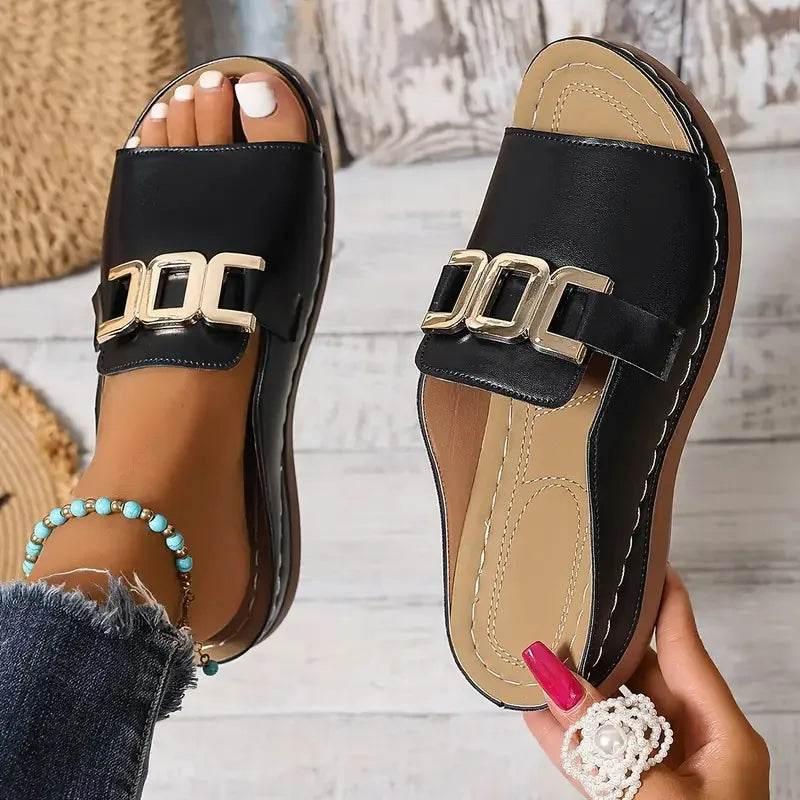 Summer Women's Slippers Casual Flat Open Heel Shoes Lightweight Comfortable Sports Slippers - Empire P.E
