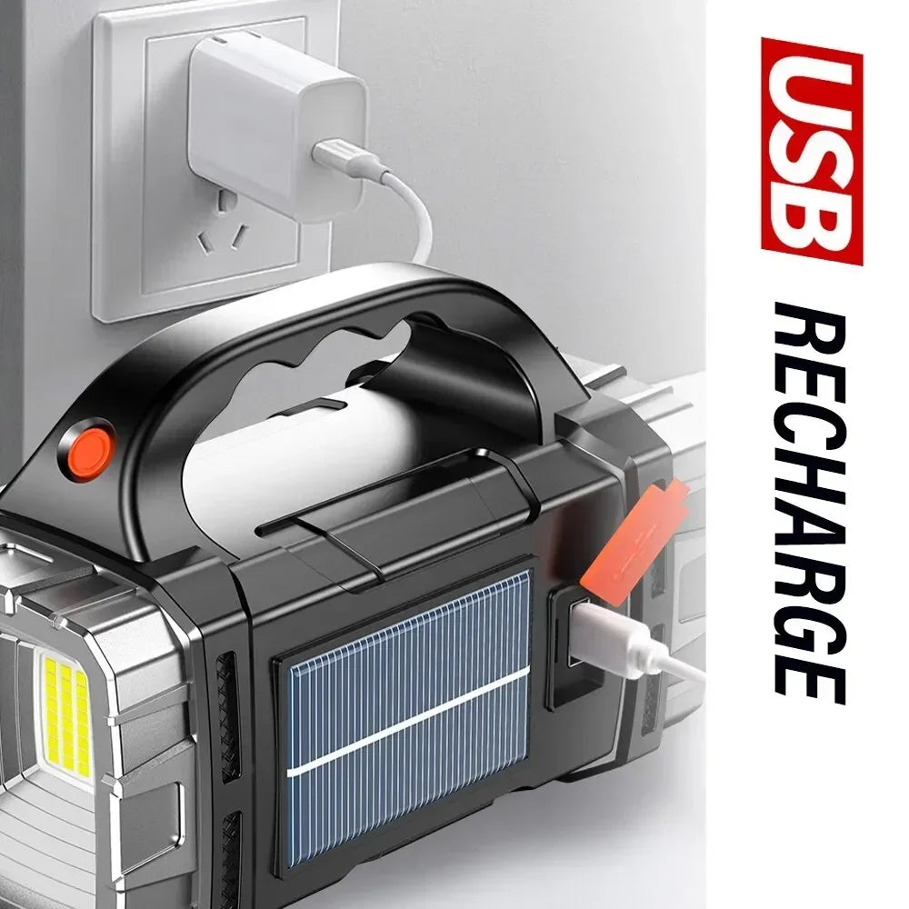 2024 Powerful LED Flashlight USB+Solar Rechargeable Flashlight - Empire P.E