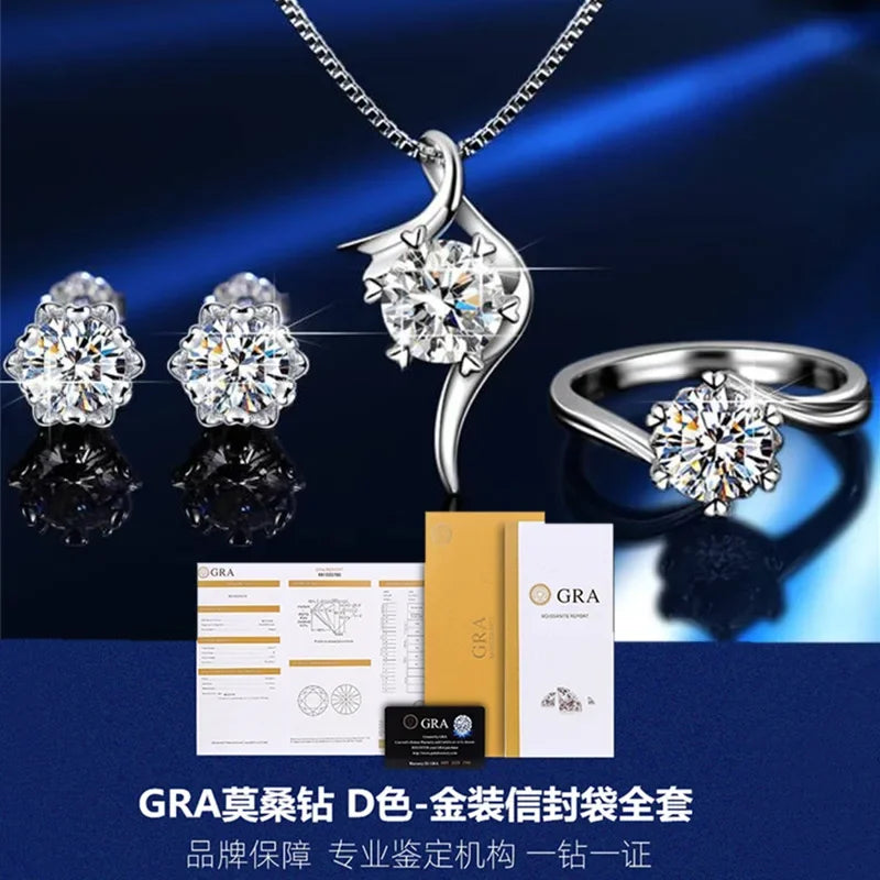 Moissanite Rings For Women Round Cut, Earrings Luxury Copper Trend, Moissanite Necklace Pendant - Empire P.E