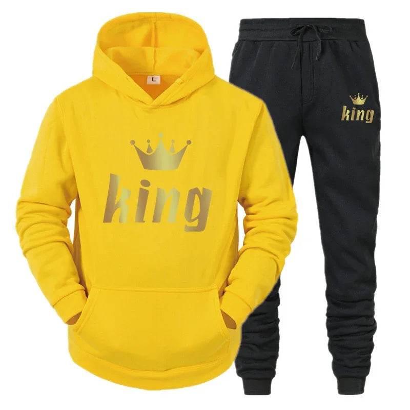 King And Queen Couple Outfit Hoodie and Jogger Pants High Quality Men Women Daily Casual Sport Jogging Suit King Queen Tracksuit - Empire P.E