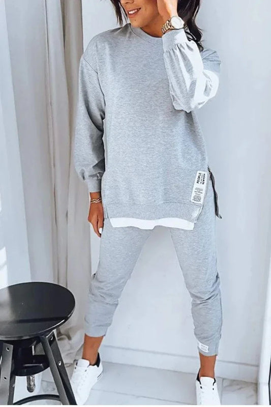 New Autumn Patchwork Loose Two Piece Set - Empire P.E