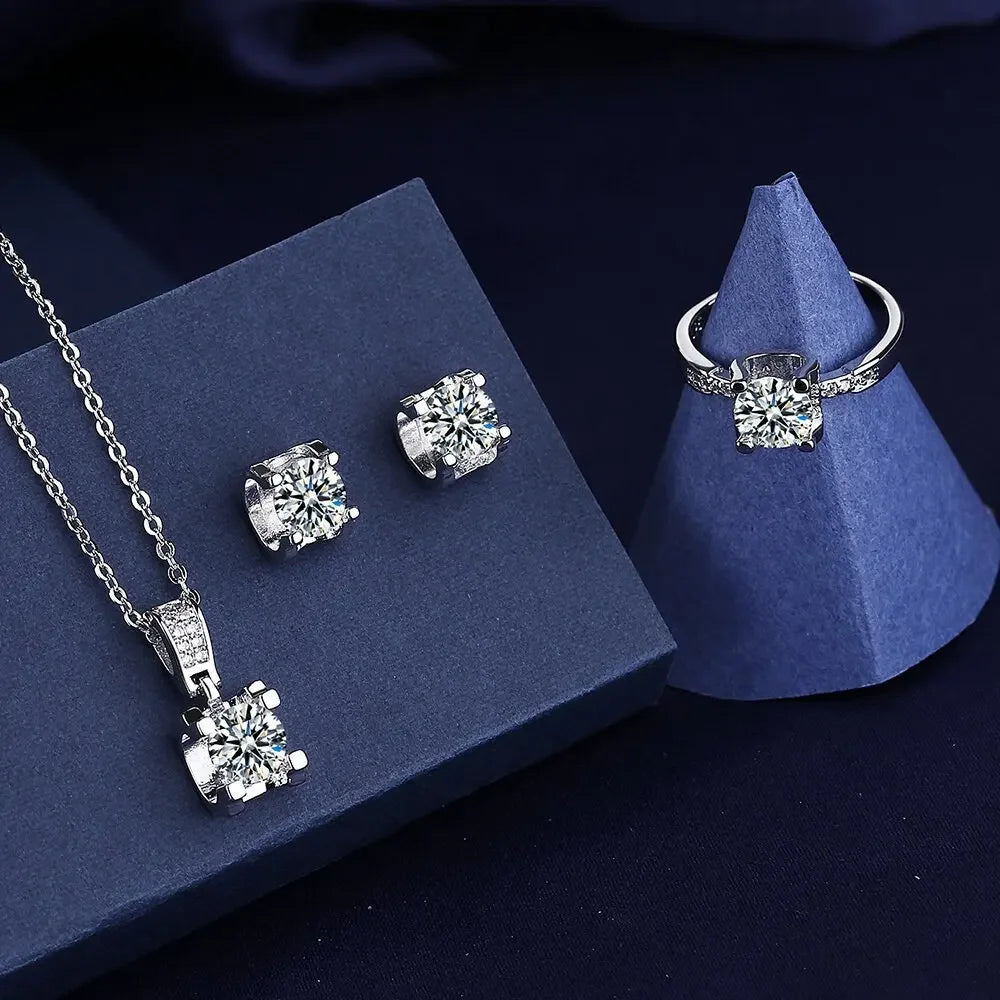 Solitaire Lab Diamond Jewelry set 925 Sterling Silver Moissanite Jewelry - Empire P.E