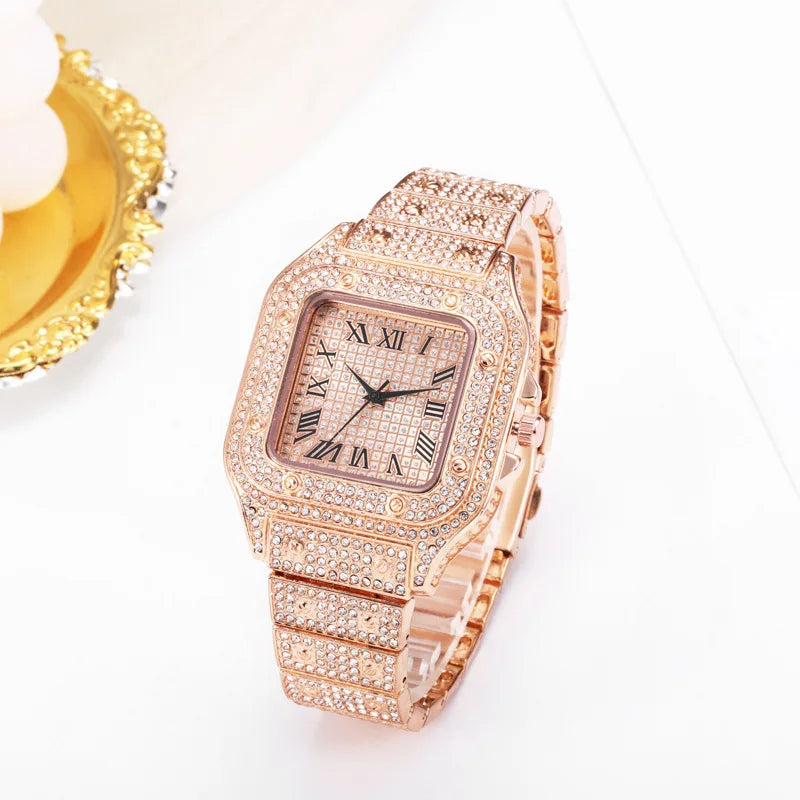 Men's Business Square Starry Sky Steel Belt Diamond Watch