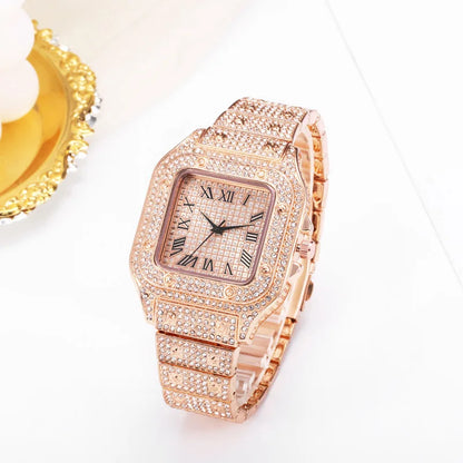 Men's Business Square Starry Sky Steel Belt Diamond Watch