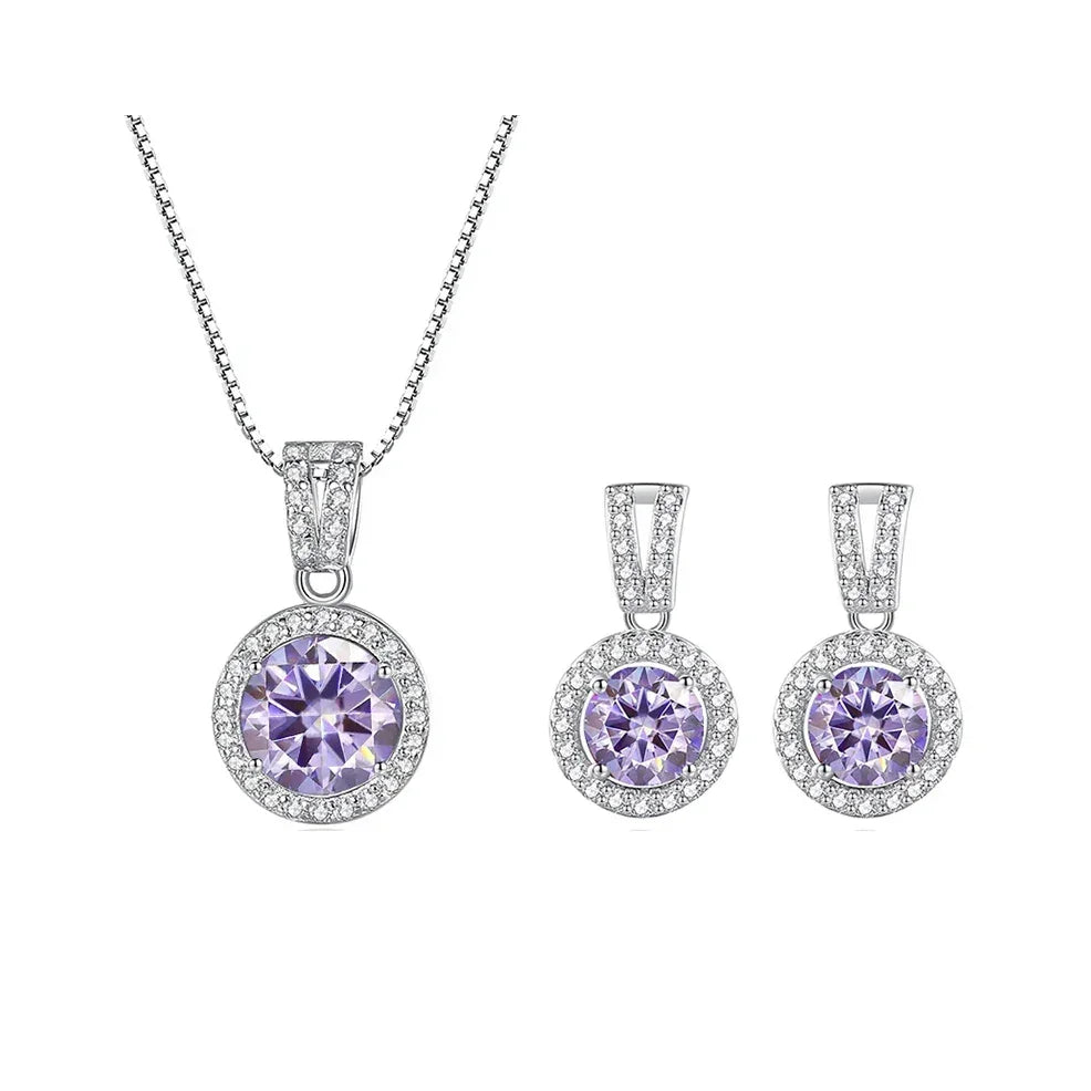 2ct total Moissanite Jewelry Set Sterling Silver 925 Necklace Earrings - Empire P.E