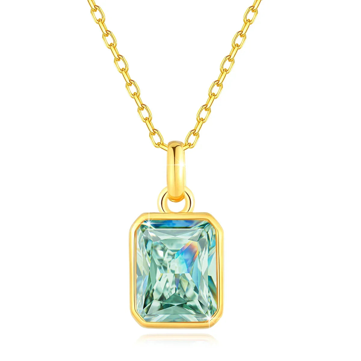 8*10mm Moissanite Necklace Real 18K Gold Pendant Colored Gemstone for Women - Empire P.E