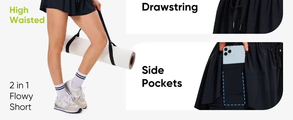 2in1 Jogger Flowy Athletic Shorts for Women - Empire P.E