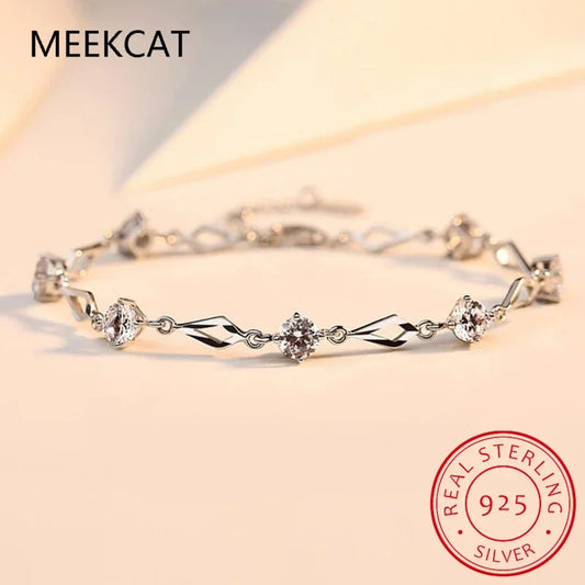 Solid 925 Sterling Silver Moissanite Tennis Bracelet for Women - Empire P.E
