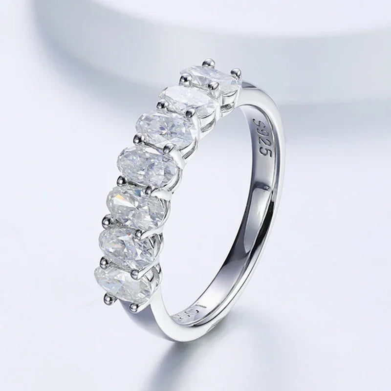 [ Moissanite Rings ] Emerald Oval Moissanite Diamond Rings For Women S925 Sterling Silver - Empire P.E