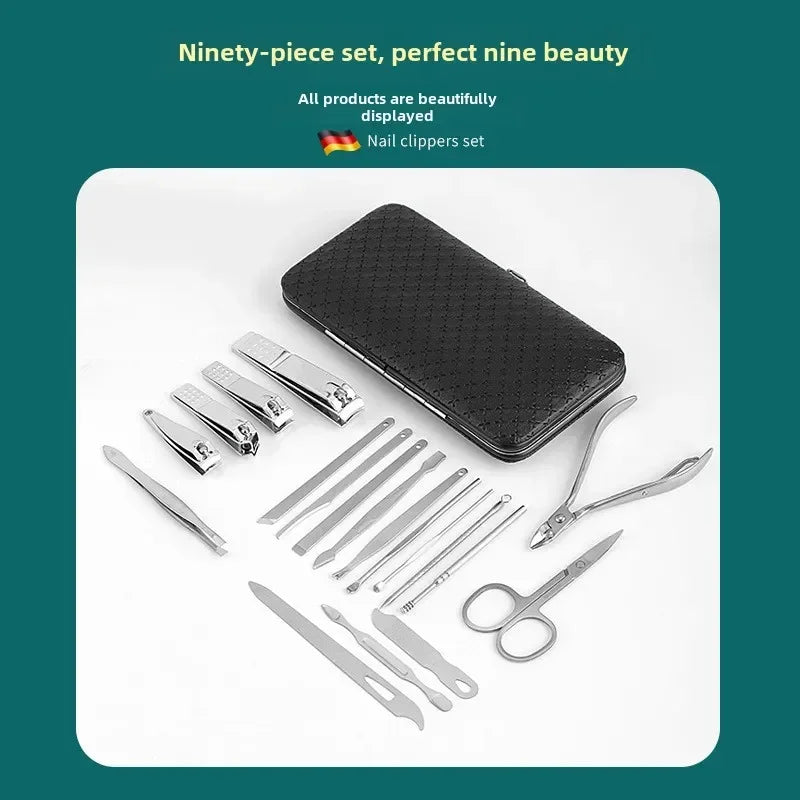 Professional Stainless Steel Nail Clippers and Trimmers Set 19 Pieces Kit - Empire P.E