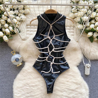 Hollow Out Cosplay Lingerie Lace Backless Jumpsuit - Empire P.E