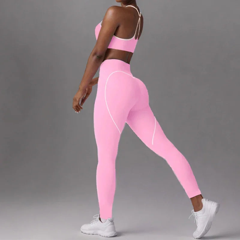 Gym Set Contrasting Color Sports Bra Suits - Empire P.E