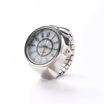 Vintage Punk Finger Watch Mini Elastic Strap Alloy Watches Couple Rings Jewelry Clock Retro Roman Quartz Watch Rings Women Men - Empire P.E