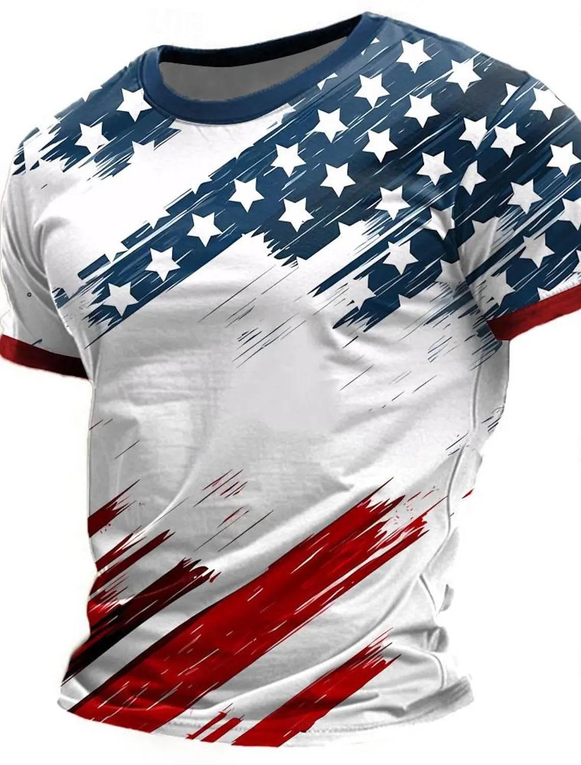 American Flag Street Style Men's 3D Print T shirt Tee Street American Independence Day T shirt crew neck Short Sleeve Summer - Empire P.E
