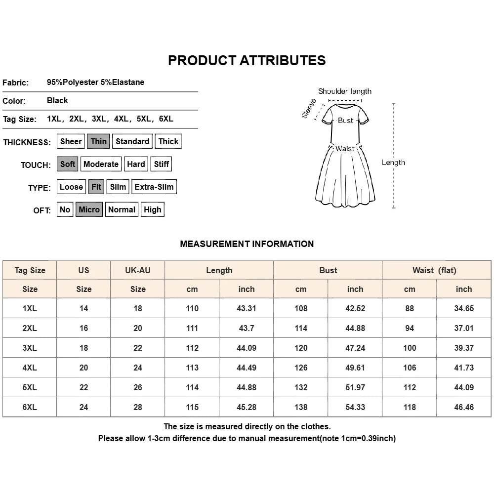 Summer Dresses for Women Plus Size Simple Short Sleeve A-Line Long Dress Female Large Size Party Dress 5XL 6XL - Empire P.E