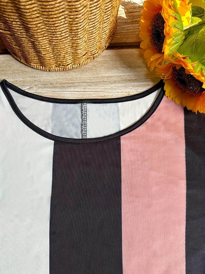 Plus size summer new women's clothing dress, elegant slim fit, fashionable and contrasting color dress for commuting - Empire P.E