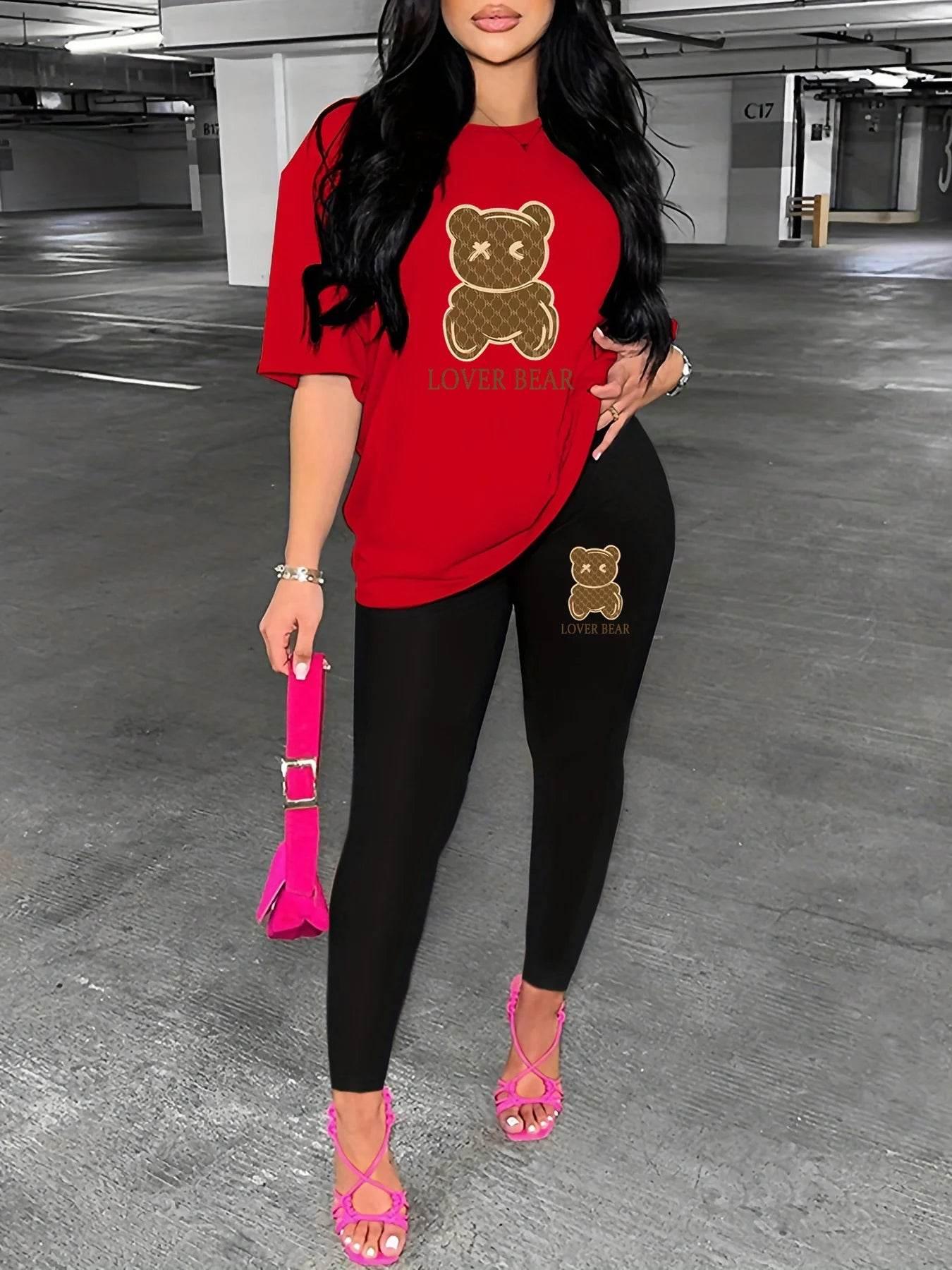 Women's LOVER BEAR print casual loose fit - Empire P.E